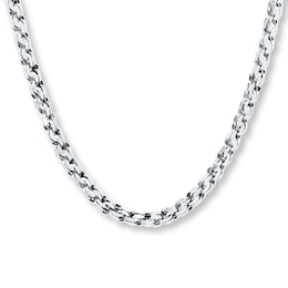 Hollow Chain Link Necklace 10K White Gold 22&quot; Length 3.8mm