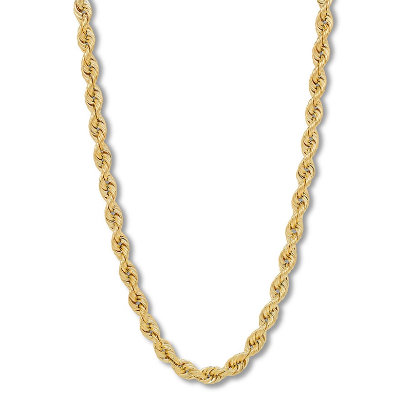 Glitter Rope Chain Necklace 10K Yellow Gold 20" Length