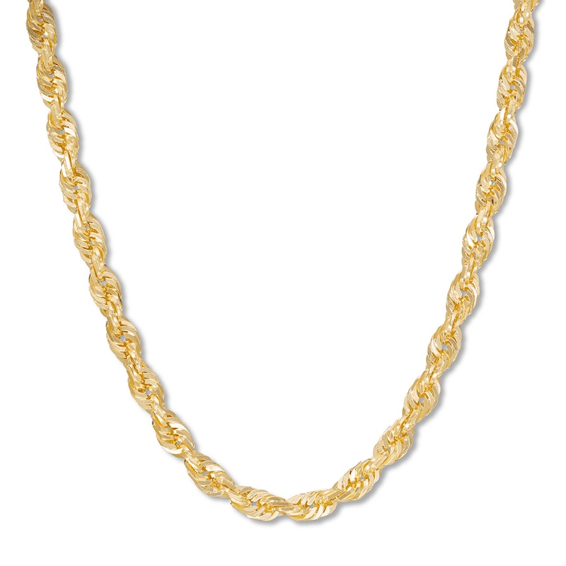 Solid Rope Chain Necklace 10K Yellow Gold 20" Length 3.5mm