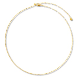 Solid Mirror Chain Necklace 14K Yellow Gold 20&quot; Adjustable 1.3mm