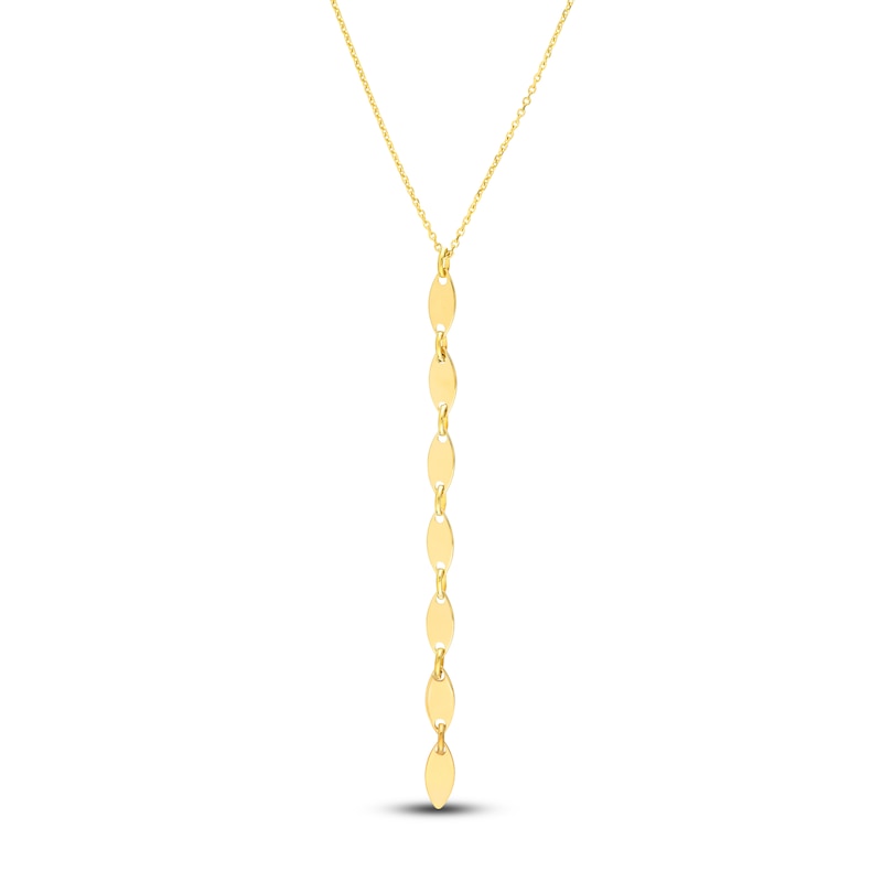 Main Image 1 of Marquise Disc Lariat Necklace 14K Yellow Gold 16&quot; Adjustable