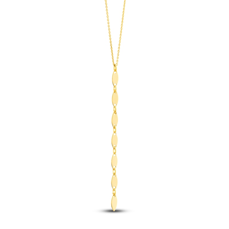 Main Image 2 of Marquise Disc Lariat Necklace 14K Yellow Gold 16&quot; Adjustable