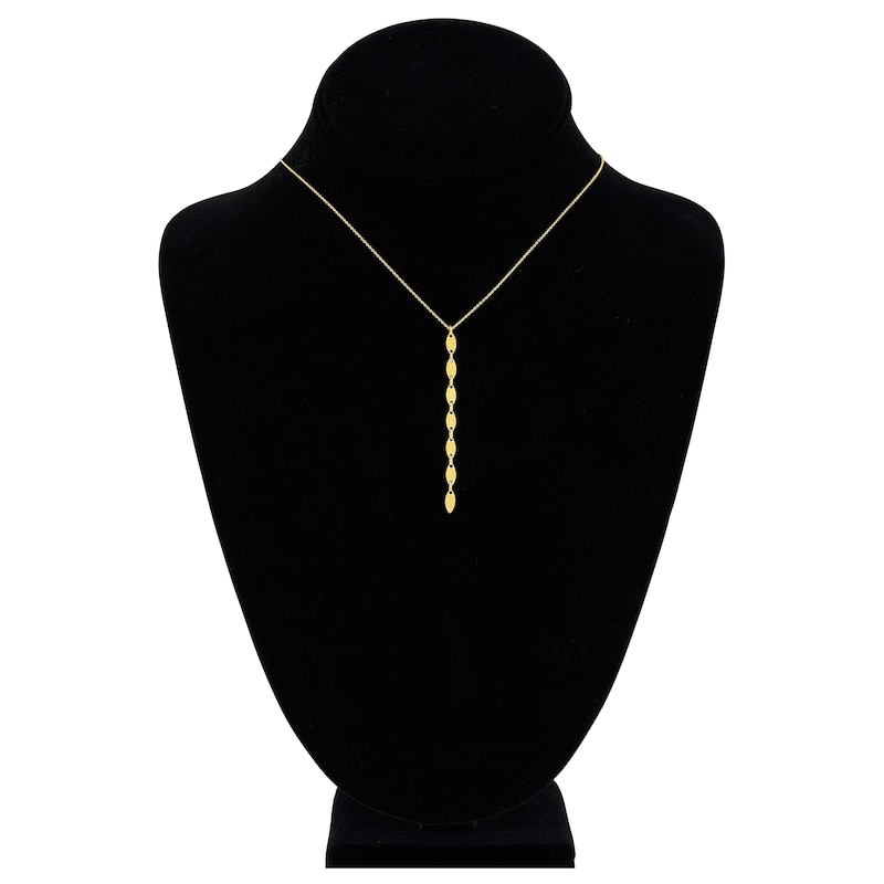 Main Image 4 of Marquise Disc Lariat Necklace 14K Yellow Gold 16&quot; Adjustable