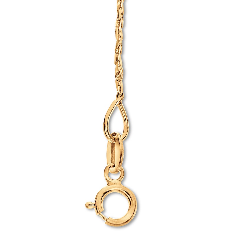 Solid Tornado Chain Necklace 14K Yellow Gold 18" Length 1mm