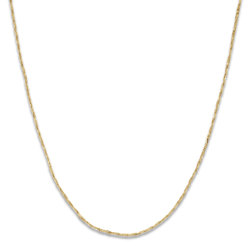 Solid Tornado Chain Necklace 14K Yellow Gold 16" Length 1mm