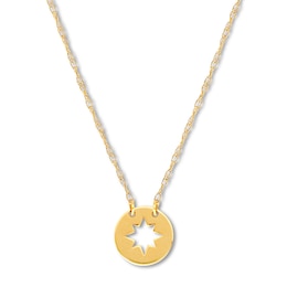 Disc Star Necklace 14K Yellow Gold 16&quot; Adjustable