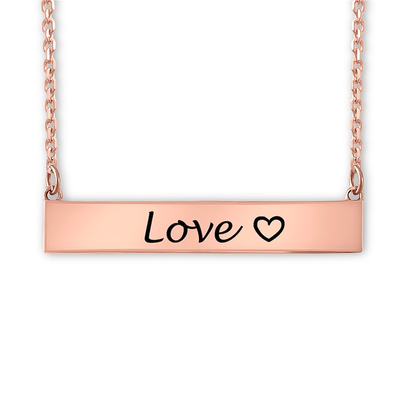 "Love" Bar Necklace 10K Rose Gold 18"