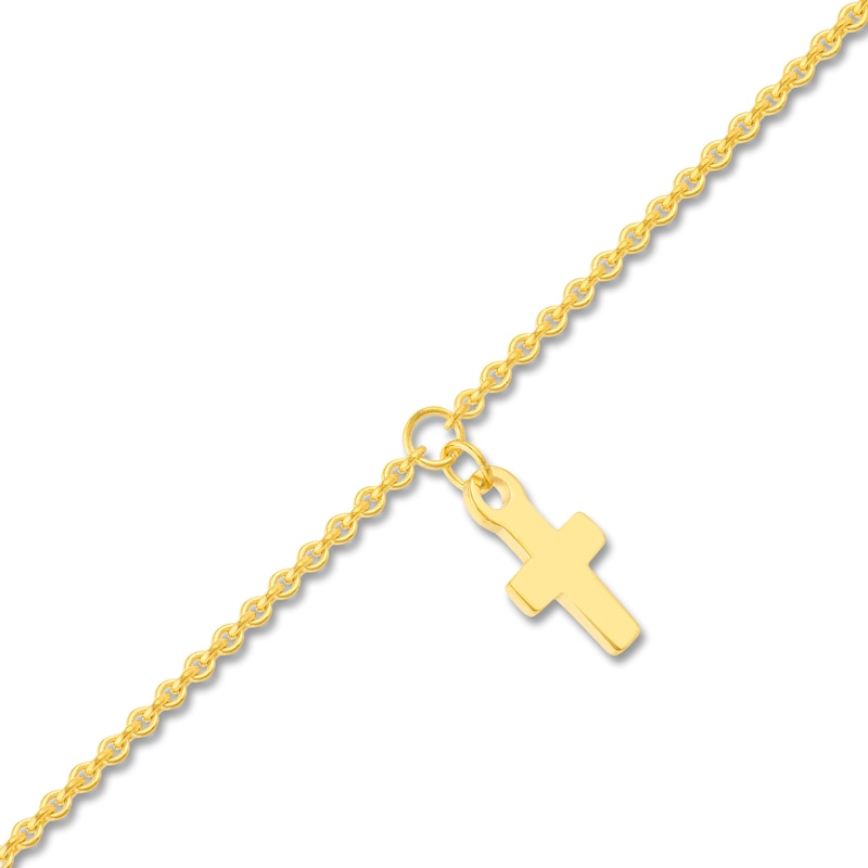 16" Choker Cross Necklace 14K Yellow Gold 16"