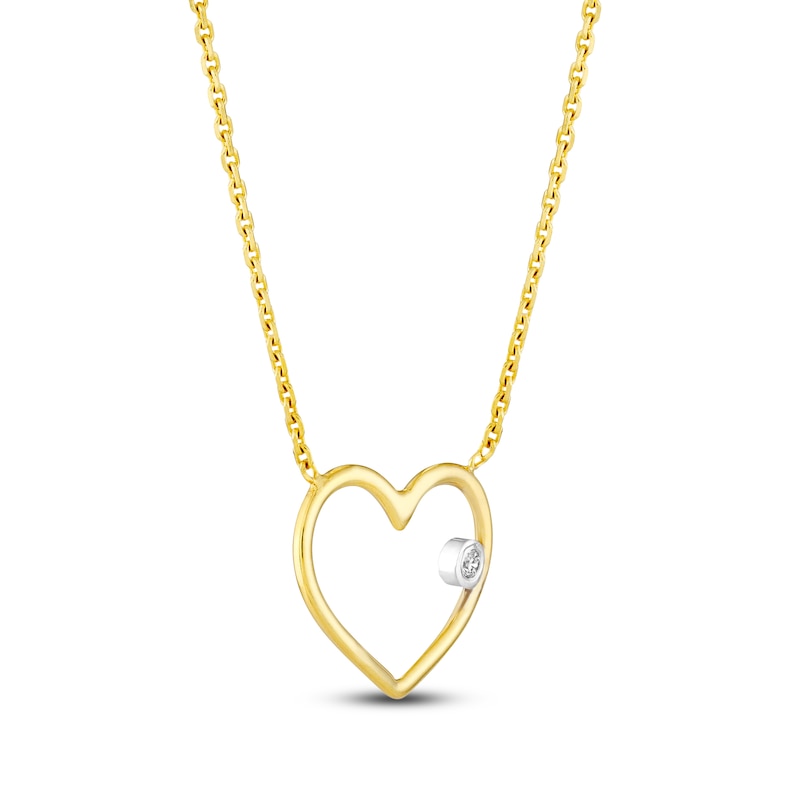 Main Image 2 of Diamond Heart Necklace 14K Yellow Gold 16&quot; Adjustable