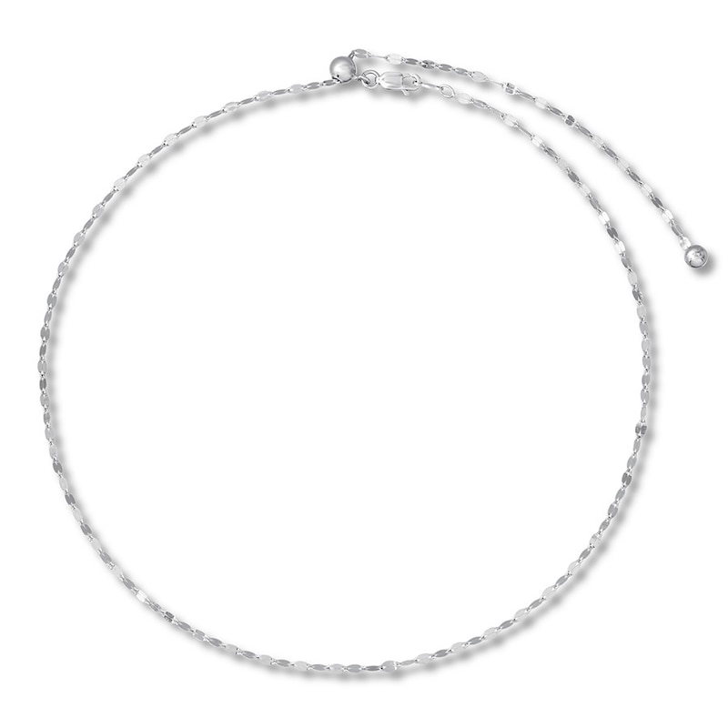 Solid Mirror Chain Necklace Sterling Silver 20" Adjustable 2.3mm