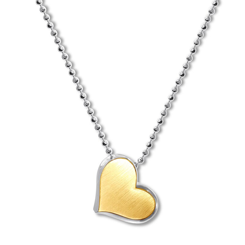 Main Image 1 of Alex Woo Necklace Fusion Heart Sterling Silver/18K Gold