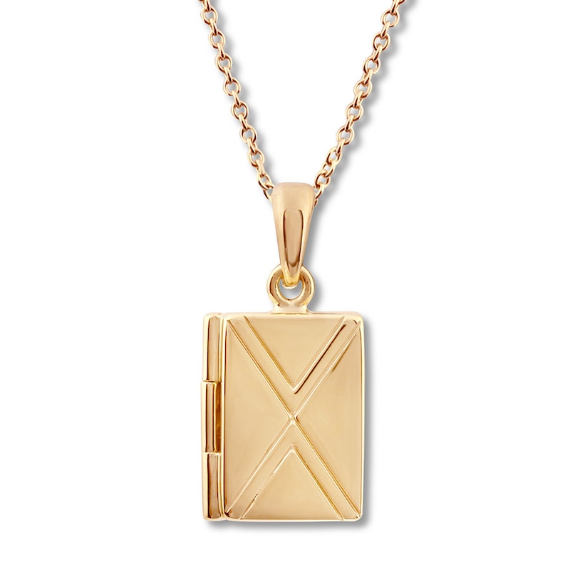 Main Image 1 of Geometric Motifs Locket Necklace 10K Yellow Gold 18&quot;