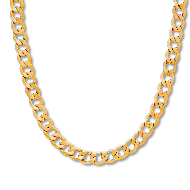 Hollow Curb Chain Necklace 10K Yellow Gold 22" Approx. 8.8mm