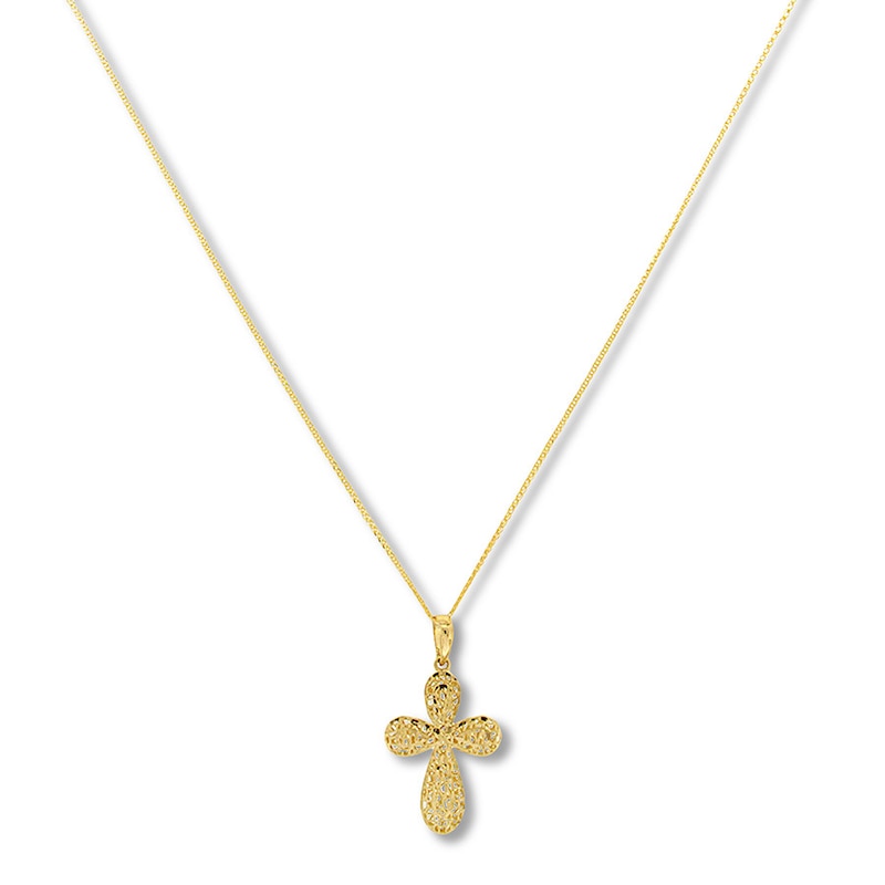 Contemporary Cross Necklace 14K Yellow Gold 18"