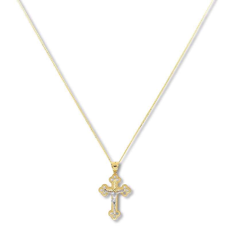 Crucifix Necklace 14K Two-Tone Gold 18"