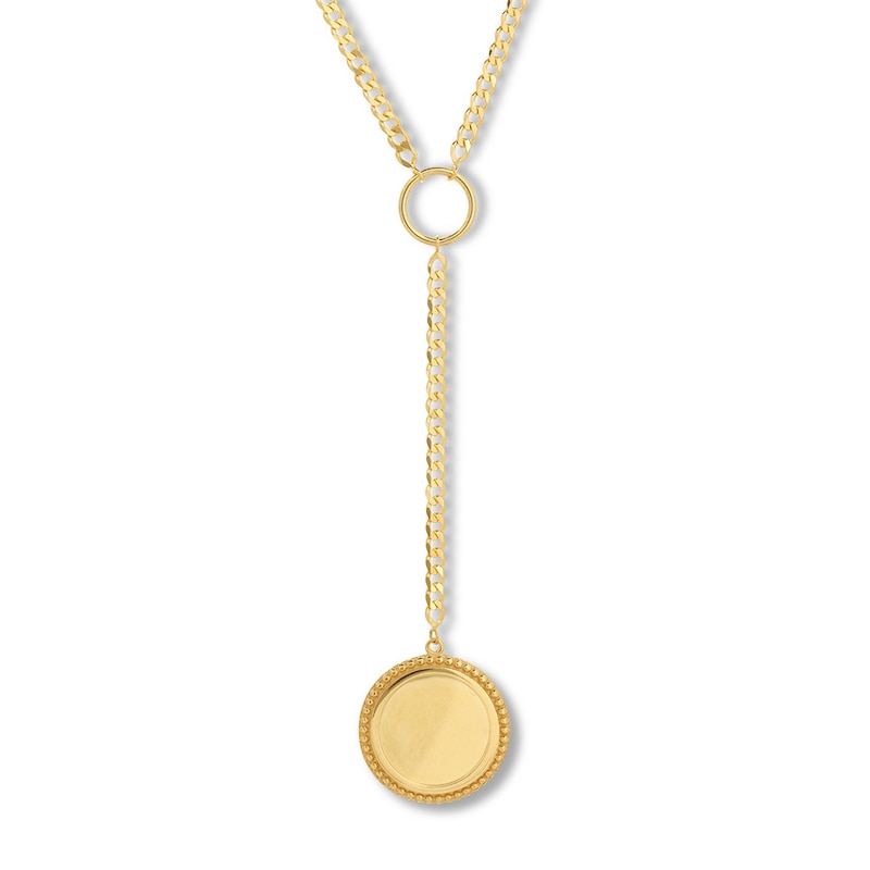 Medallion Drop Necklace 14K Yellow Gold 18"