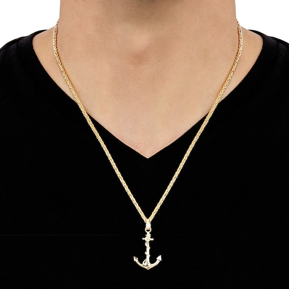 Mens Anchor Necklace 10k Yellow Gold 22 Length Jared 8370