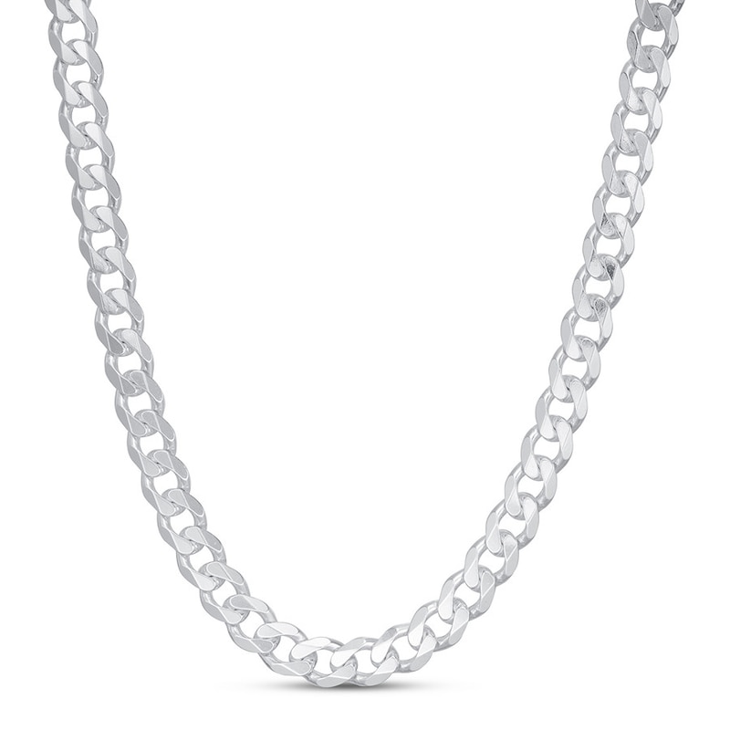 Solid Curb Chain Necklace Sterling Silver 24"