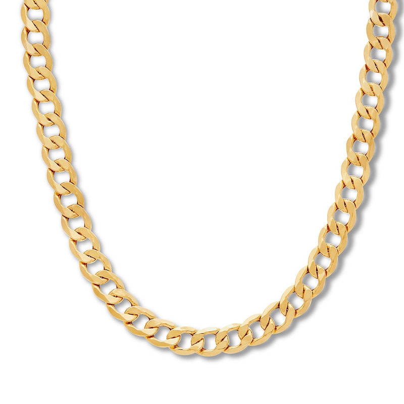 Hollow Curb Chain Necklace 10K Yellow Gold 22" 8.8mm