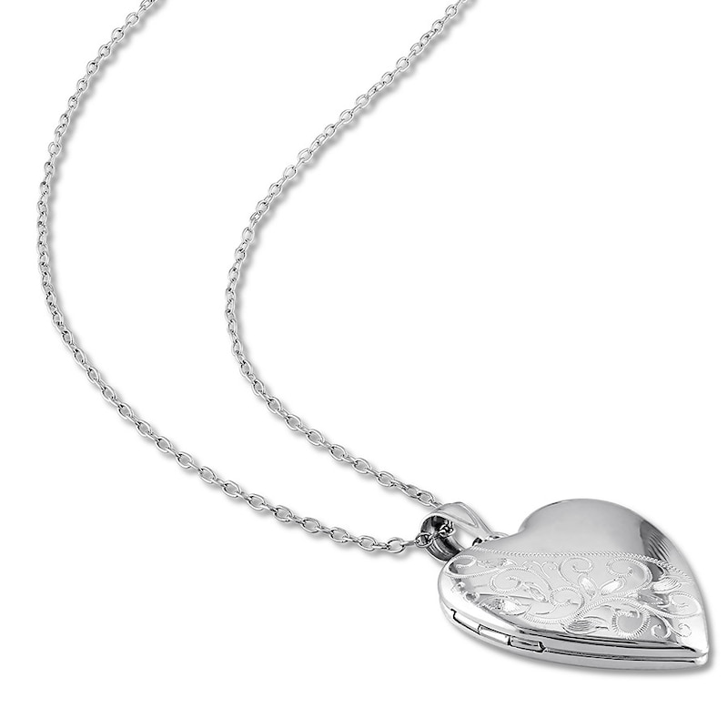 Main Image 2 of Heart Swirl Locket Necklace Sterling Silver 18&quot;