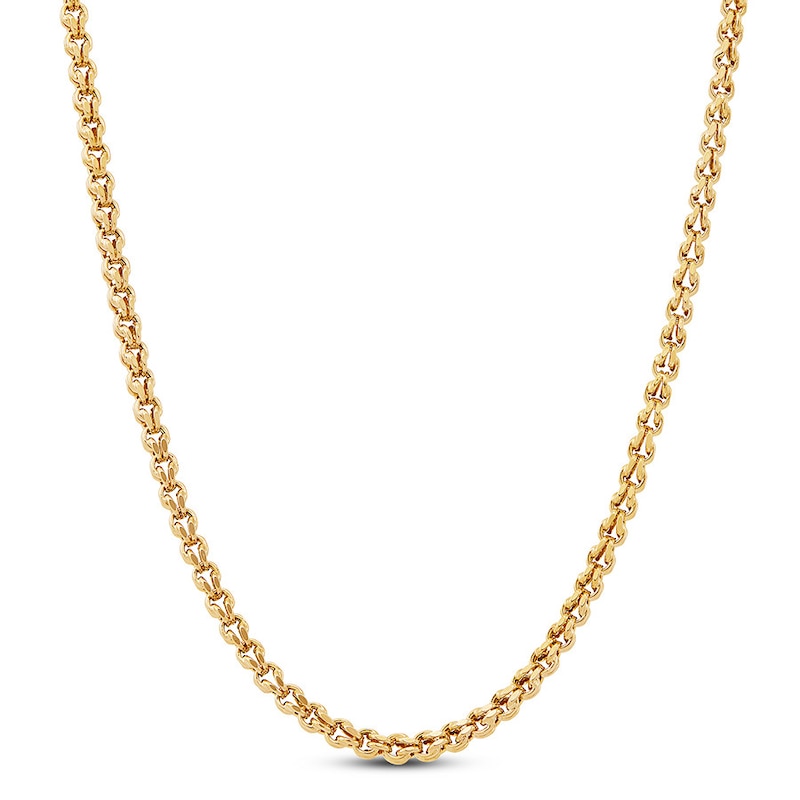 Hollow Link Chain Necklace 10K Yellow Gold 22" 3.8mm