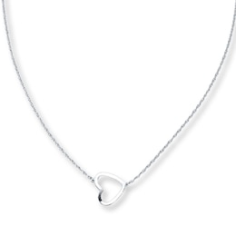 Heart Necklace Sterling Silver 18&quot; Adjustable