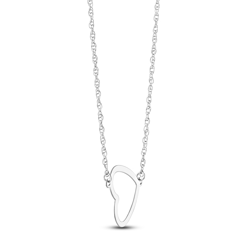 Main Image 2 of Heart Necklace Sterling Silver 18&quot; Adjustable