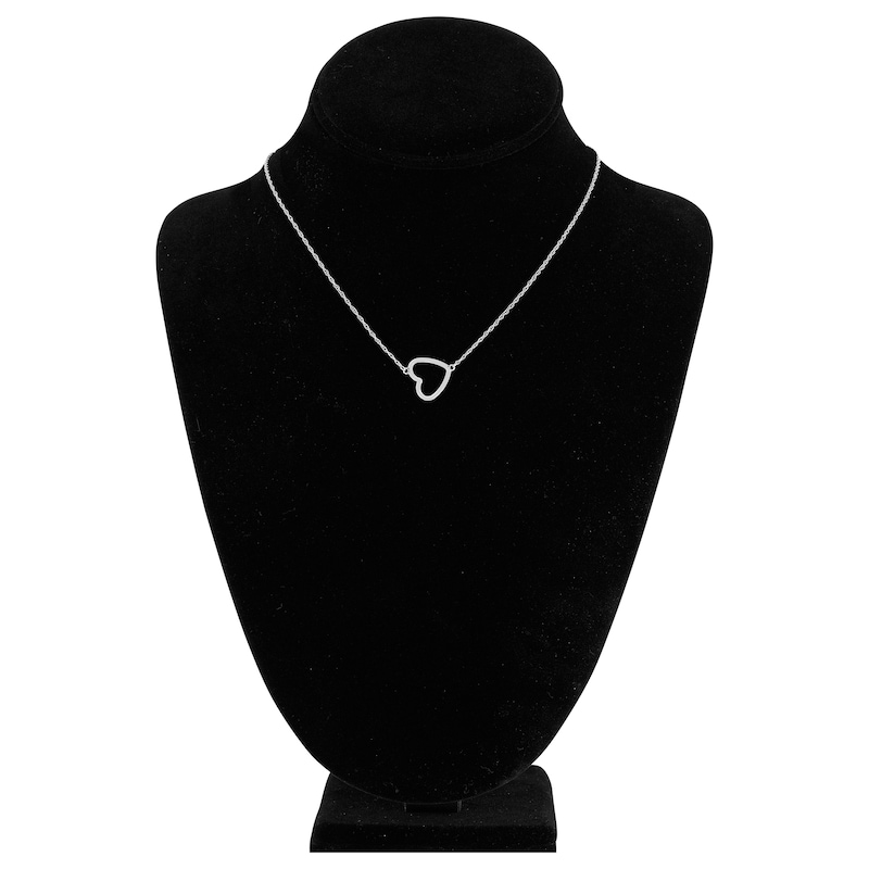 Main Image 4 of Heart Necklace Sterling Silver 18&quot; Adjustable