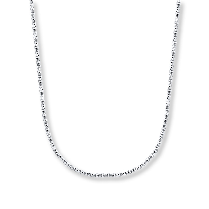 Main Image 1 of Hollow Box Chain 14K White Gold 30&quot; Length 2.8mm