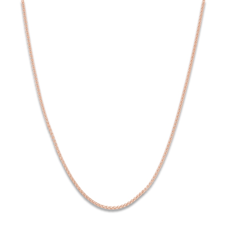 Solid Wheat Chain Necklace 14K Rose Gold 24" Length 1.25mm