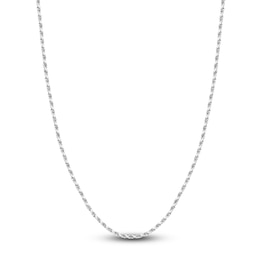 20&quot; Textured Solid Rope Chain 14K White Gold Appx. 3mm