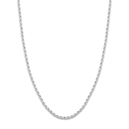 22&quot; Textured Solid Rope Chain 14K White Gold Appx. 3mm