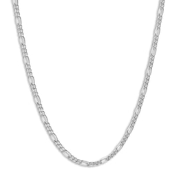 24&quot; Solid Figaro Chain Necklace 14K White Gold Appx. 1.28mm