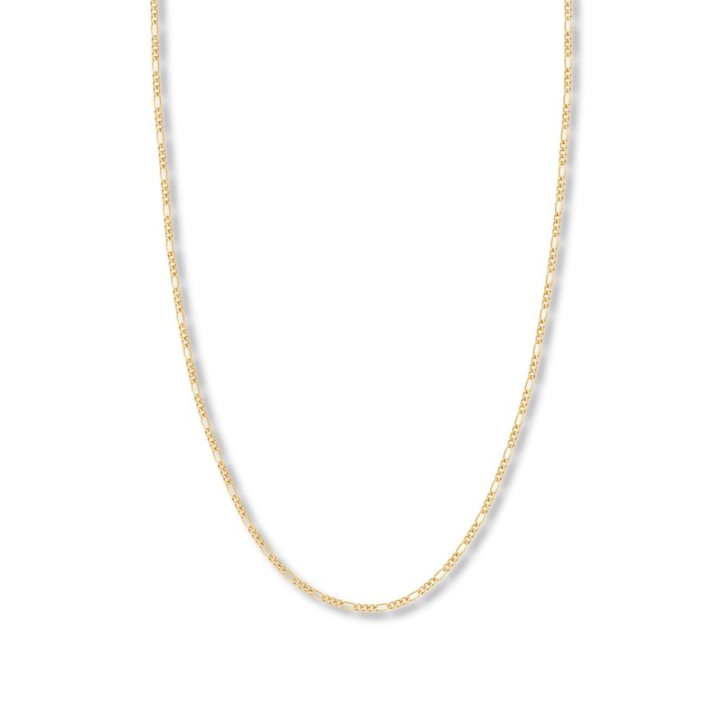 18" Solid Figaro Chain Necklace 14K Yellow Gold Appx. 2.36mm