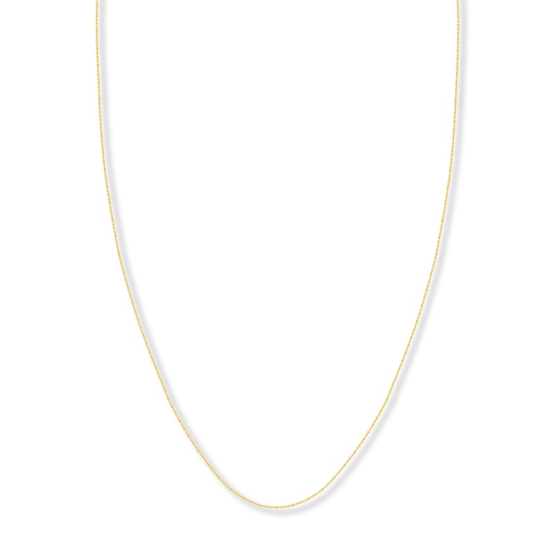 Adjustable 22" Solid Cable Chain 14K Yellow Gold Appx. 0.9mm