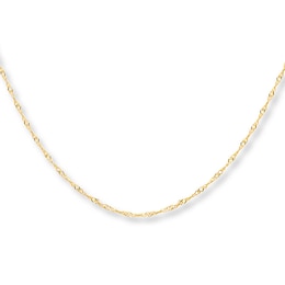 Solid Singapore Chain Necklace 10K Yellow Gold 30 Length 1.35mm