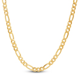 Solid Figaro Necklace 10K Yellow Gold 22 Length 6.5mm