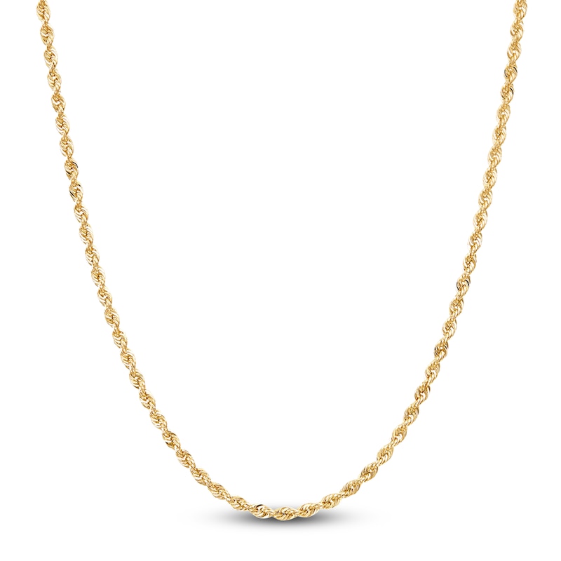 Hollow Rope Necklace 14K Yellow Gold 16 Length 2mm