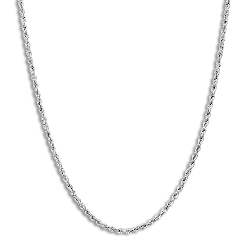 Hollow Rope Necklace 14K White Gold 20 Length 2mm