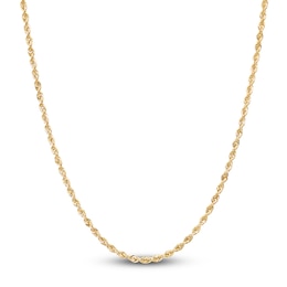 Hollow Rope Necklace 14K Yellow Gold 24 Length 2mm