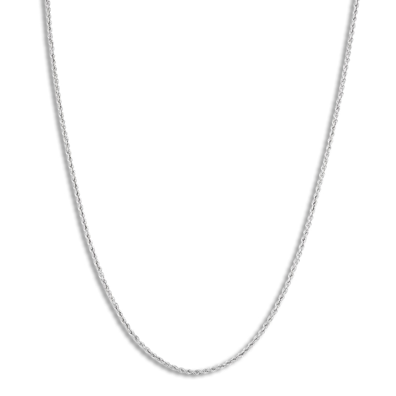 Hollow Rope Necklace 14K White Gold 24 Length 2mm
