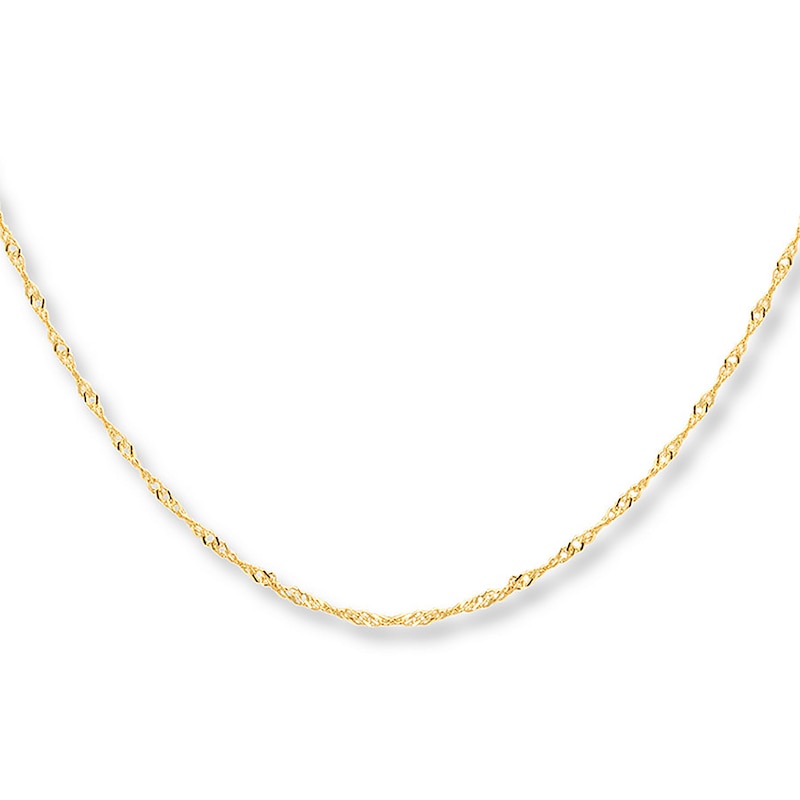 Solid Singapore Necklace 10K Yellow Gold 24 Length 1.35mm | Jared