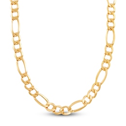 Semi-Solid Figaro Necklace 10K Yellow Gold 22 Length 7.5mm