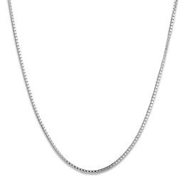 Solid Box Chain Necklace 10K White Gold 18 Length 0.64mm