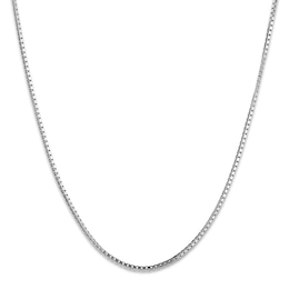 Solid Box Chain Necklace 10K White Gold 20 Length 0.64mm
