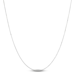 Solid Box Chain Necklace 14K White Gold 20 Length 0.6mm