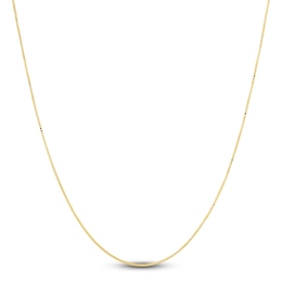 Solid Box Chain Necklace 14K Yellow Gold 24 Length 0.6mm