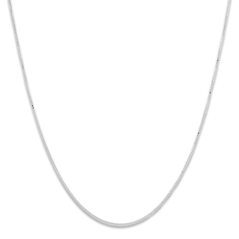 Solid Box Chain Necklace 10K White Gold 18 Length 0.5mm