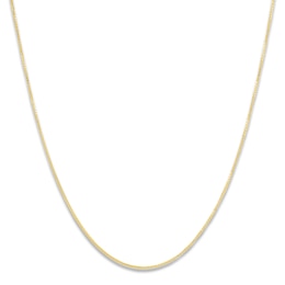 Solid Box Chain Necklace 10K Yellow Gold 20 Length 0.6mm