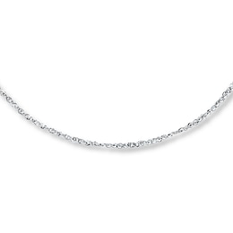 Sparkle Solid Chain Necklace 14K White Gold 20 Length .5mm